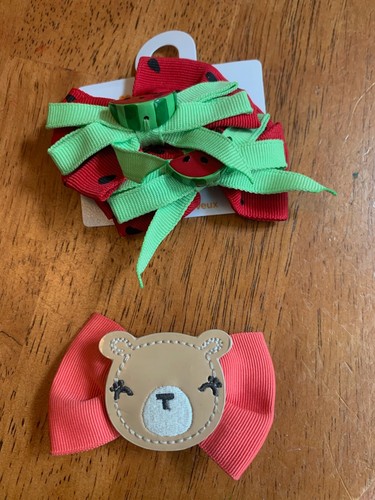 New Gymboree Watermelon and Bear Barrettes