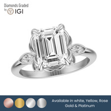 IGI 2.14CT F VS2 Emerald Cut Lab Grown Diamond Engagement Ring Platinum 900