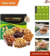 Elegant Green Gold Nut Assortment - 7 Signature Flavors, 2 LB Gift Basket