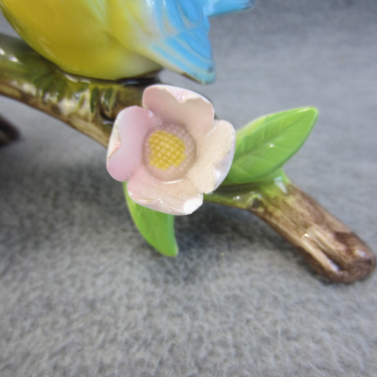 Great 7 小鳥 Vintage Norcrest Japan Three Blue Birds on Branch Figurines