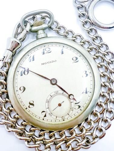 Swiss Movado Surete 15 Jewels 4 Adjust Pocket Watch Mechanical Working Free Ship