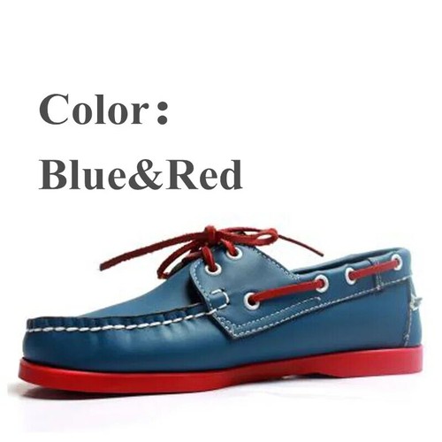 Scarpe da barca casual da uomo in pelle mocassini guida moda scarpe fatte a mano stringate - Foto 3 di 40
