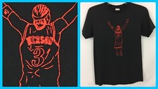 Men's ALLEN IVERSON Philadelphia 76ers Black w Red Silhouette Tee-Shirt - Small