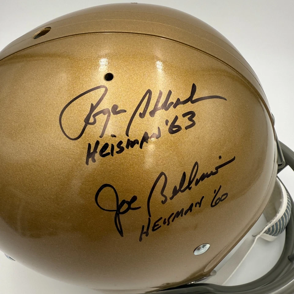 ROGER STAUBACH-JOE BELLINO SIGNED NAVY FULL SIZE SUSPENSION HELMET HEISMAN - JSA - Image 3 of 4