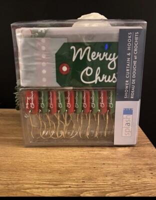 #ad Splash Deck The Halls Merry Christmas shower curtain With Hooks $40.00