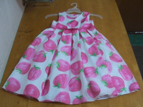 Vintage Talbots Kids Girls Sweet Strawberry Print Dress-Sz. 5