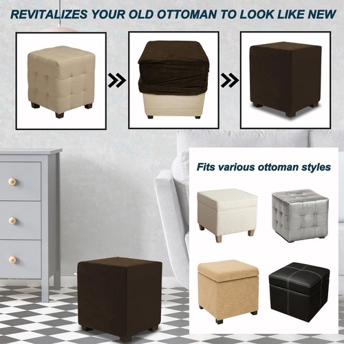 Ottoman Cover Square Small,Stretch Square Ottoman Covers Slipcover,Thick Soft... - Picture 5 of 6