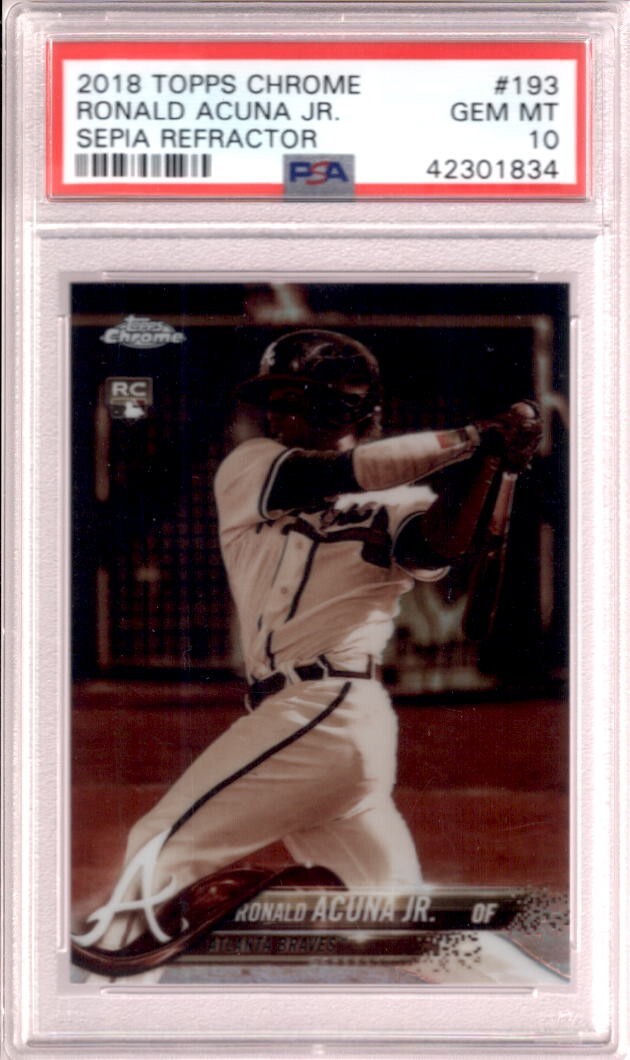 RONALD ACUNA JR 2018 Topps Chrome #193 PSA 10 Gem Mint Sepia Refractor Rookie RC