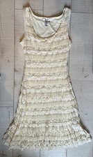 💝STUDIO M - Romantic Ivory Cream Stretch Lace Sleeveless Dress NWOT  10/12