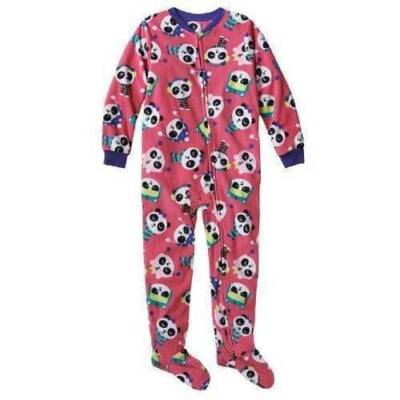 Panda Pajamas One Piece Footed Pink Fleece Blanket Sleeper
