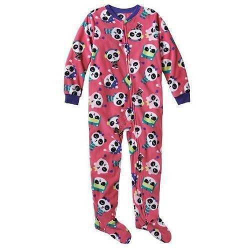 Panda Pajamas One Piece Footed Pink Fleece Blanket Sleeper Girls $40-sz 4 - Picture 1 of 6