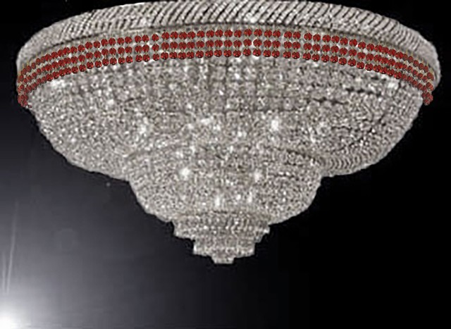 Flush French Empire Crystal Moroccan Style Lighting Trimmed W Ruby Red Crystal