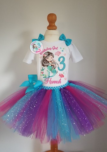 Personalised Birthday Tutu Dress, Birthday Tutu, Complete Party Dress Mermaid