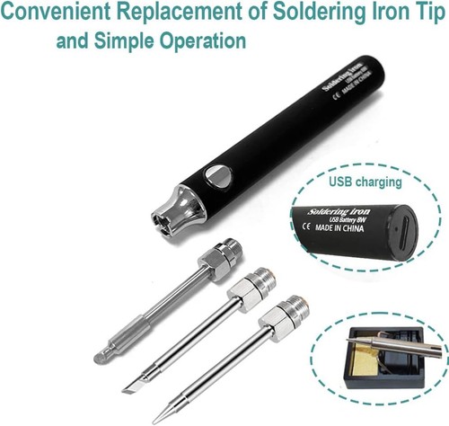 Mini USB Soldering Iron Kit, Portable Rechargeable Electric Welding Pen New - Picture 5 of 8