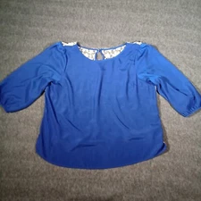LC Lauren Conrad Top Womens Extra Large Blue Knit Back Costal Cottage Capsule
