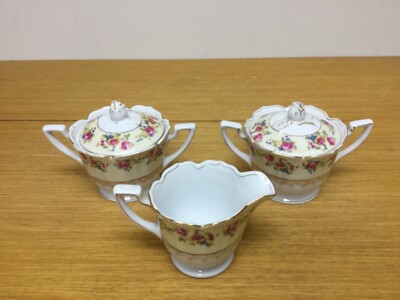 Gold Castle Hostess Japan Creamer & (2) Sugar Bowls