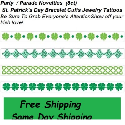 St Patrick's Day Novelties Party Parade Bracelet Cuff Jewelry Temporary Tattoo 8