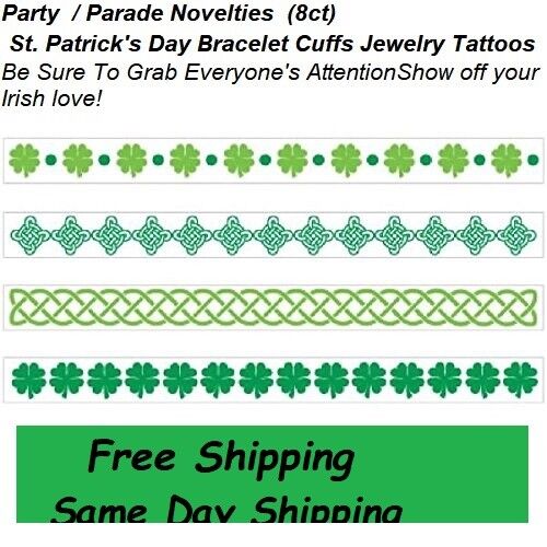 Día de San Patricio Novedades Fiesta Desfile Pulsera Puño Joyería Tatuaje Temporal 8 - Imagen 1 de 6