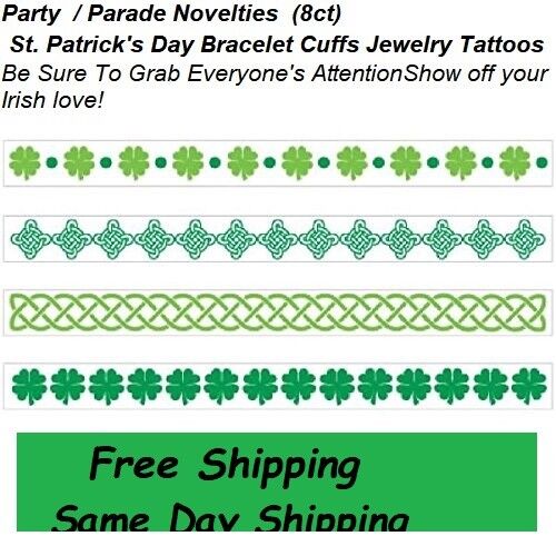 St Patrick's Day Novelties Party Parade Bracelet Cuff Jewelry Temporary Tattoo 8 - Picture 1 of 6