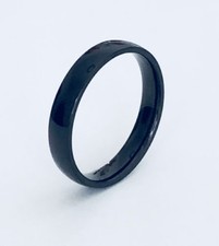 Unisex 316L Black Stainless Steel 4mm Ring Plain Wedding Band Size 5-12 NEW SS75