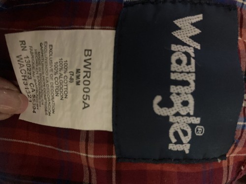 Wrangler Boy's Western plaid pearl Snap Shirt 7/8 - Picture 4 of 6