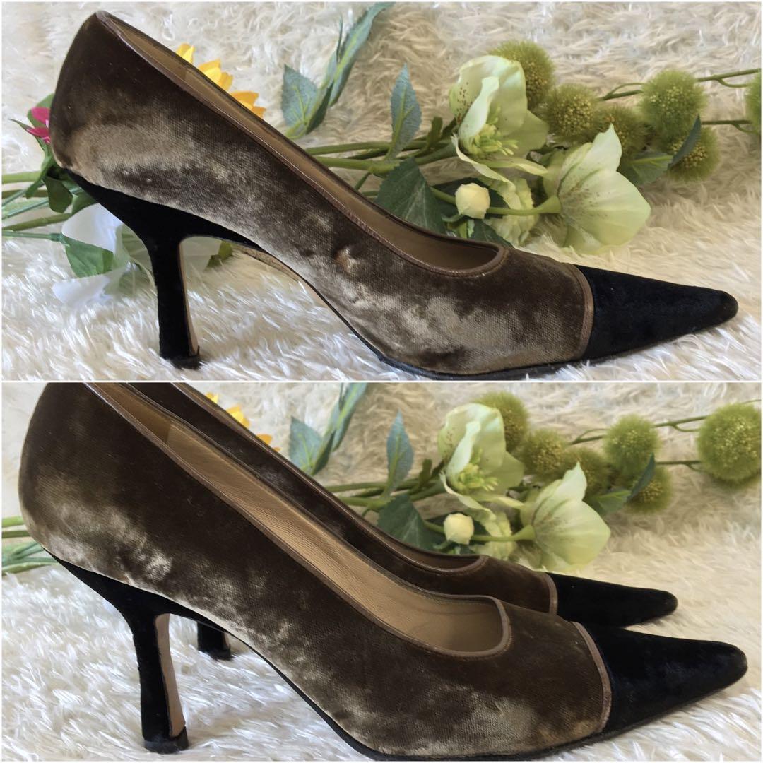 Chanel Pumps High Heel Suede Gold Bicolor Size 36 US About6 For Women thumbnail 5