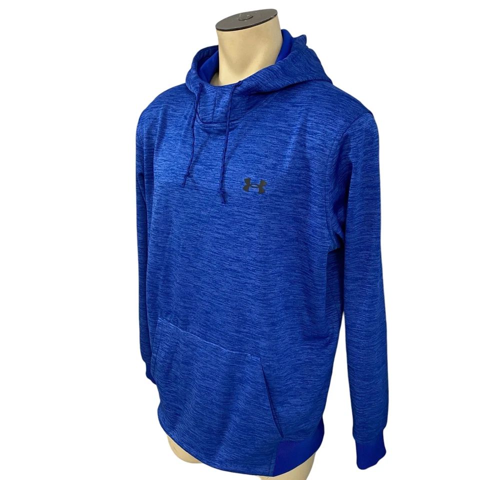 Under Armour Sweatshirt Mens XL Blue Work Athletic Preppy Casual Coldgear Hoodie - Image 3 of 4