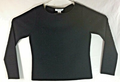 DUE PER DUE Women's L Large Blouse Black Beaded NEW Fast Free Shipping!