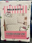 NWT Rare Hello Kitty by Sanrio 4 pc QUEEN Bed sheet set 100% cotton Mushrooms
