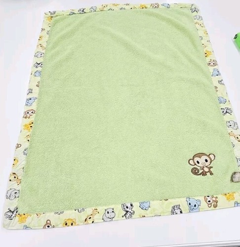 Trend Lab CHIBI ZOO Monkey Green Blanket Baby Animal Trim Safari Jungle - Picture 4 of 8