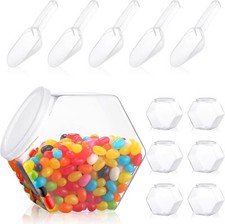 6 Pcs Hexagon Plastic Candy Jar with 6 Candy Scoops 73 oz Plastic Cookie Jars...