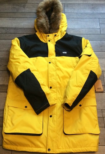 VANS Off the Wall veste tampon pour hommes fourrure jaune manteau d'hiver parka XL neuf avec étiquettes - Photo 1 sur 4