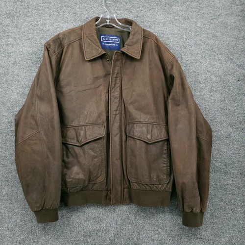 Leather Jacket Mens XL Brown Bomber 