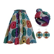 Coume 3 Pcs Women African Dashiki Skirt Traditional Costume African Bohemian ...