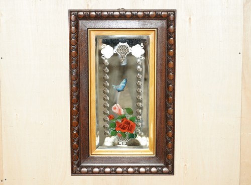 UNIQUE PAIR OF ANTIQUE ITALIAN VENETIAN CARVED REVERSE PAINTED BIRD MIRRORS - Picture 2 of 24