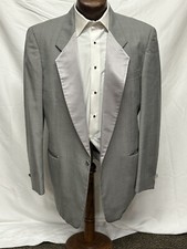 VINTAGE 80'S DOLPHIN GRAY MIAMI VICE TUXEDO COAT WITH MATCHING SATIN LAPELS