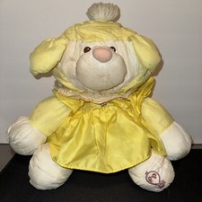 Vintage 1986 Fisher Price Puffalump 18  yellow LAMB SHEEP plush animal w/Dress