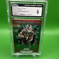 2023 Prizm - Prizm Break Green - Rookie RC Falcons - Bijan Robinson #PB-8 CGC 9