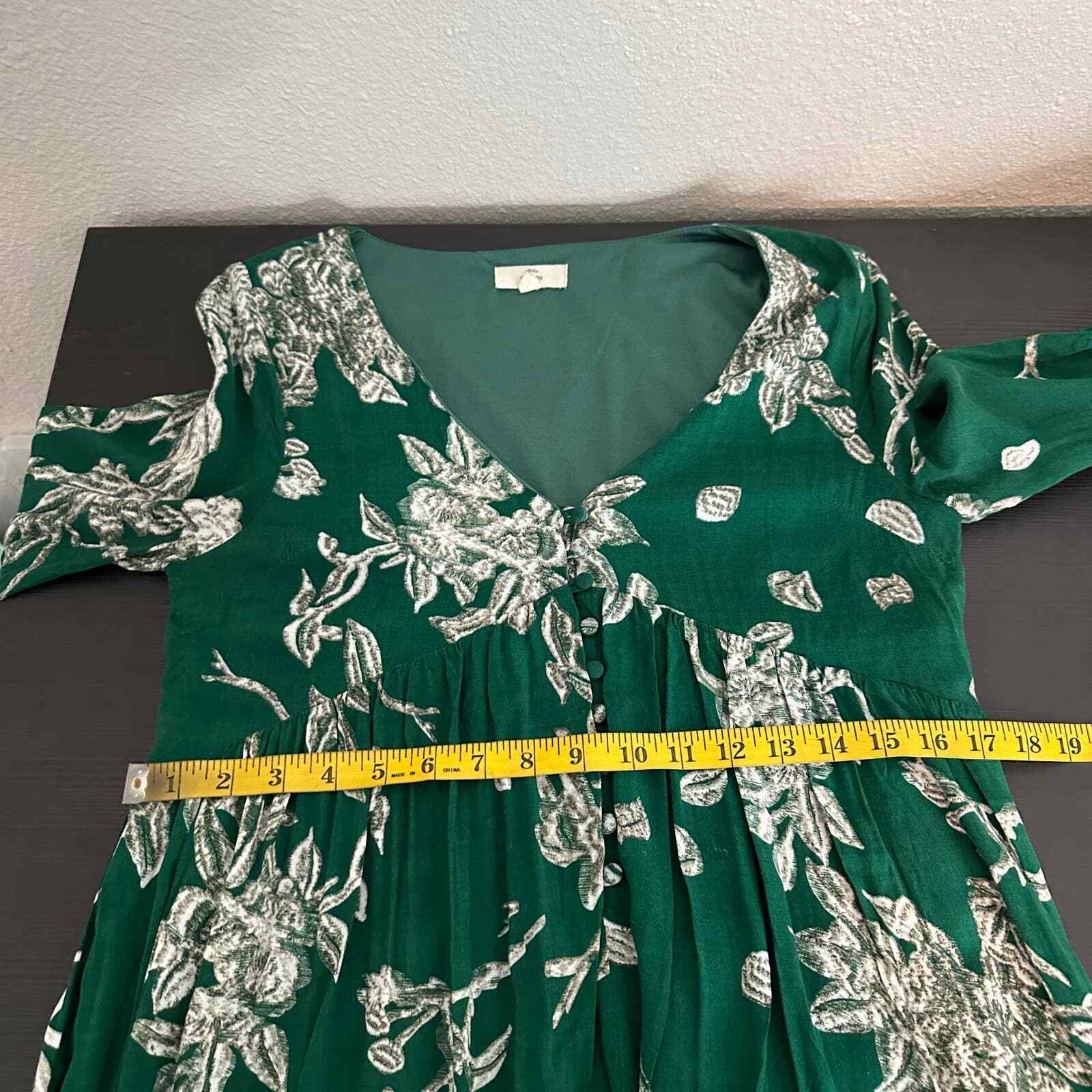 Entro Green Floral Babydoll Mini Boho Bell Sleeve Dre… Gem