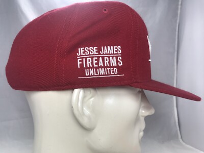 Jesse James Firearms Unlimited Fitted Red Wool Baseball Hat Cap