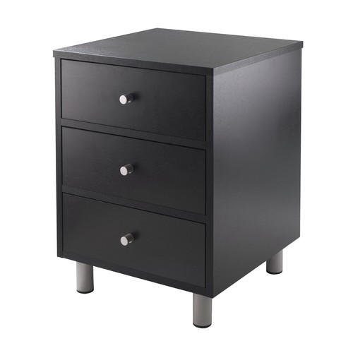 Daniel Accent Table With 3 Drawers Black Finish 20933 by Winsome