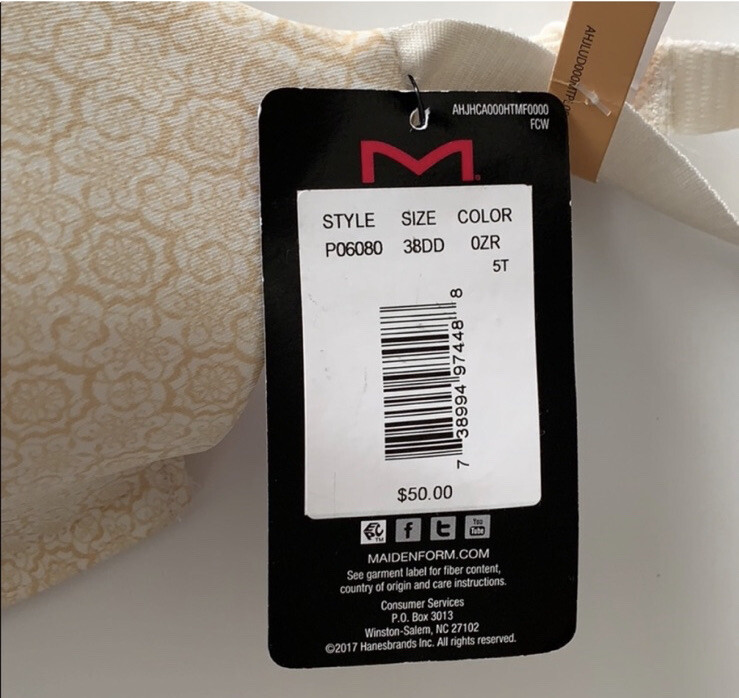 Maidenform Full Figure T Shirt Bra 38DD  New NWT Off White RARE HTF GORGEOUS image 3