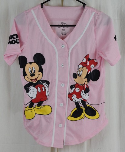 Disney Girls Mickey & Minnie Mouse Baseball Jersey Pink Size 14/16