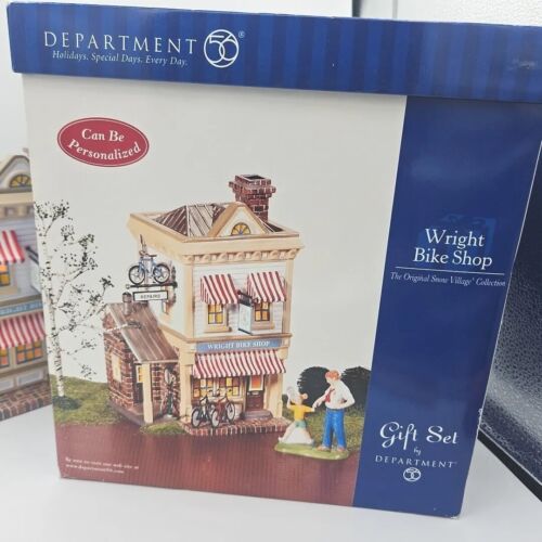 VINTAGE DEPARTMENT 56 Snow Village WRIGHT BIKE SHOP 55314 New Damaged Box - Picture 2 of 15