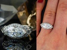 2.50CT White Marquise Cut CZ Women's Antique Art Deco Wedding Ring In 925 Silver