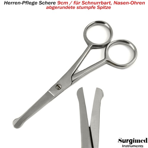 Herren-Pflege Schnurrbart Nasen Ohren Haar Schere 9cm Bartschere abgerundete - Bild 2 von 3