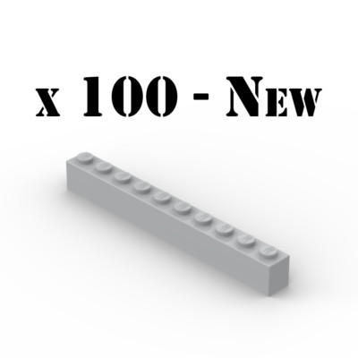 100 x LEGO 6111 1x10 Light Bluish Gray Brick Hellgrau - Wand PAB Wall Neu