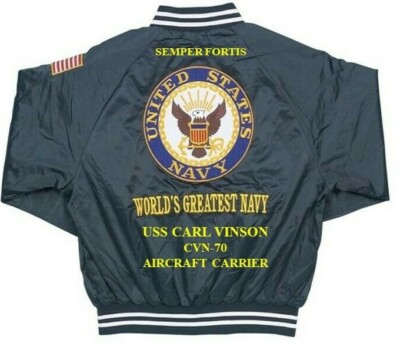 USS CARL VINSON CVN-70 CARRIER NAVY EMBROIDERED SATIN JACKET