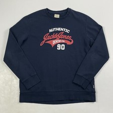 Jack  Jones Sweatshirt Mens Large Blue Long Sleeve Crew Neck Pullover Lined