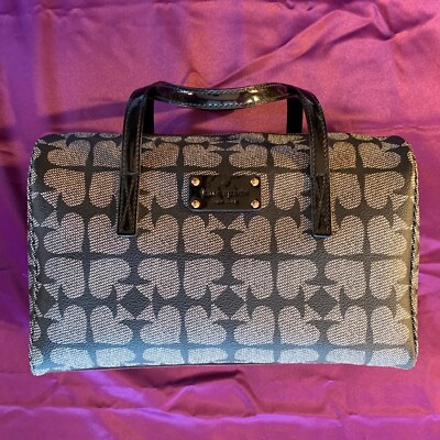 Kate Spade Logo Two Handle Satchel Style Patent Leather Trim Black Hardly Used 
